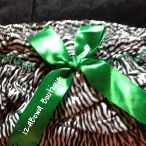 Zebra cotton bloomers with Green accents and finished with a Green bow BL20   NW